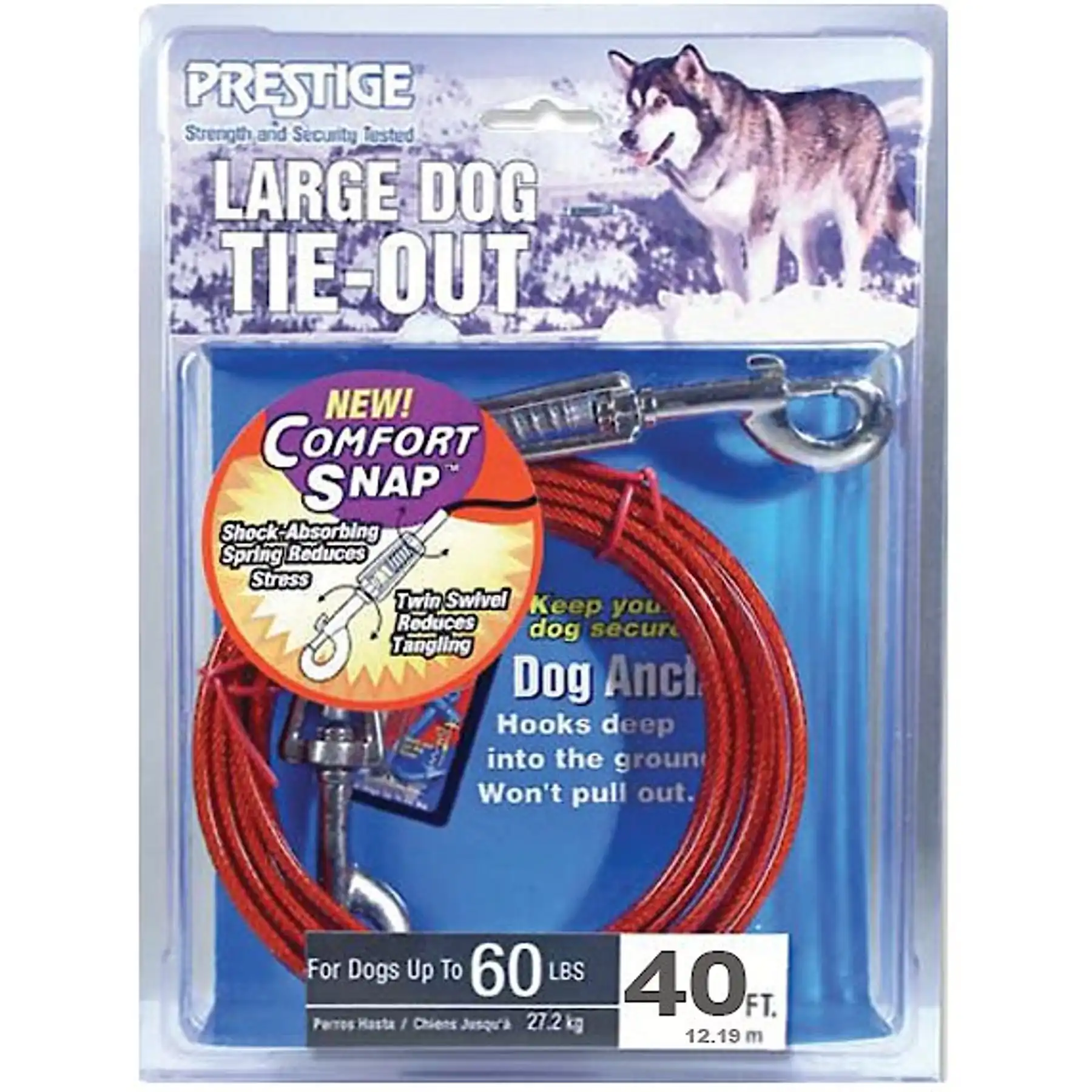 Boss Pet 40-Foot Dog Tie-Out with Spring