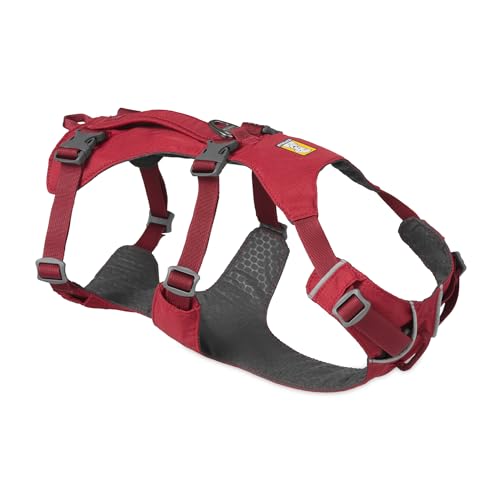 RUFFWEAR Flagline Dog Harness, Reflective Padded No Pull Harness with Handle – Red Rock, M