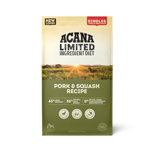 ACANA Singles Limited Ingredient Dry Dog Food, Grain Free, High Protein, Pork & Squash Recipe, 22.5 lb