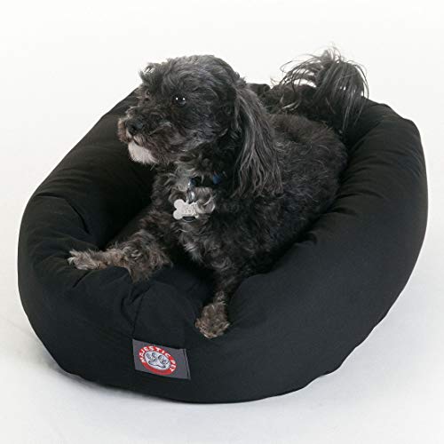 Majestic Pet 24 Inch Bagel Calming Dog Bed Washable – Cozy Soft Round Dog Bed with Spine Support for Dogs to Rest their Head - Fluffy Donut Dog Bed 24x19x7 (Inch) - Round Pet Bed Small – Black